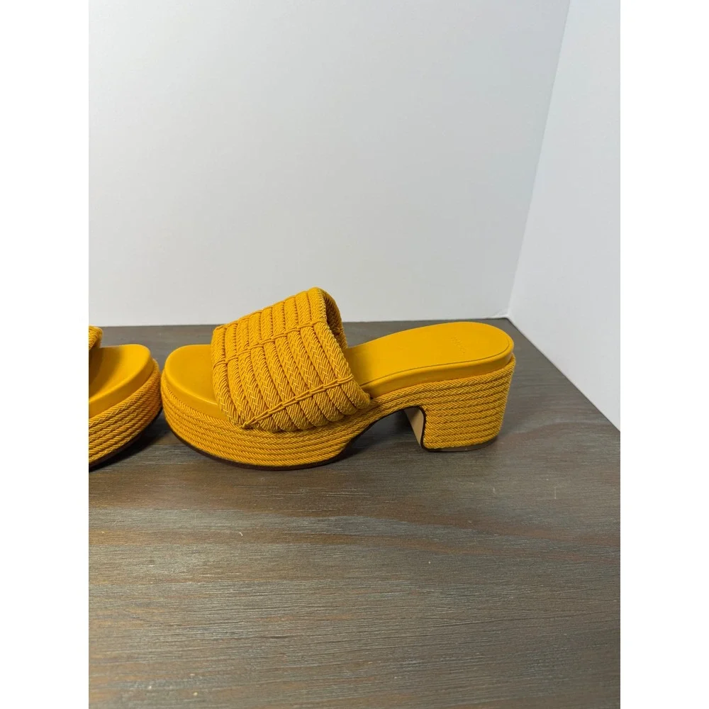 Vince Margo Cord Platform‎ Slide Sandals Mustard Yellow Size 5.5 NIB Designer